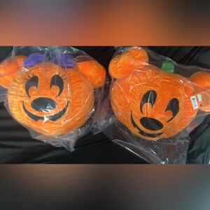 Disney Orange Halloween Mickey and Minnie Pillows